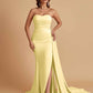 Simple Soft Satin Mermaid Strapless Floor-Length Mermaid Bridesmaid Dresses
