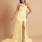 Elegant Soft Satin Sweetheart One Shoulder Side-Slit Mermaid Bridesmaid Dresses