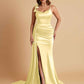Elegant Soft Satin Mermaid Bowknot Floor-Length Mermaid Bridesmaid Dresses
