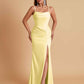 Gorgeous Spaghetti Straps Soft Satin Side Slit Floor-Length Mermaid Bridesmaid Dresses