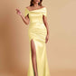 Elegant Soft Satin Off-the-shoulder Side-Slit Mermaid Bridesmaid Dresses