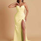 Elegant Soft Satin Mermaid V-neck Side Slit Floor-Length Bridesmaid Dresses Online