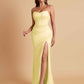 Sexy Strapless Soft Satin Side Slit Floor-Length Mermaid Bridesmaid Dresses