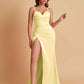 Simple Soft Satin Mermaid V-neck Floor-Length Mermaid Bridesmaid Dresses