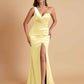 Gorgeous One Shoulder Soft Satin Side Slit Floor-Length Mermaid Bridesmaid Dresses