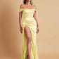 Sexy Off the Shoulder Soft Satin Side Slit Floor-Length Mermaid Bridesmaid Dresses