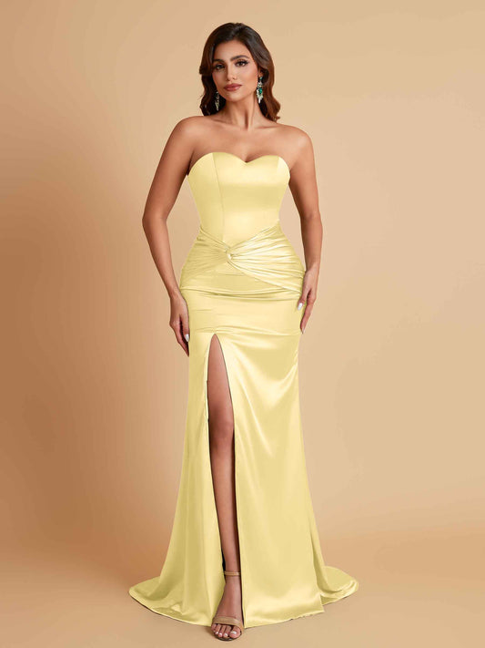 Sexy Soft Satin Mermaid Sweetheart Floor-Length Mermaid Bridesmaid Dresses