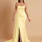 Elegant Soft Satin Sweetheart Strapless Side-Slit Mermaid Bridesmaid Dresses