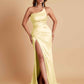 Gorgeous Strapless Soft Satin Side Slit Floor-Length Mermaid Bridesmaid Dresses