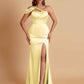 Elegant Soft Satin Sweetheart One Shoulder Side-Slit Mermaid Bridesmaid Dresses