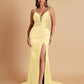 Sexy Soft Satin V-neck Spaghetti Strap Side-Slit Mermaid Bridesmaid Dresses