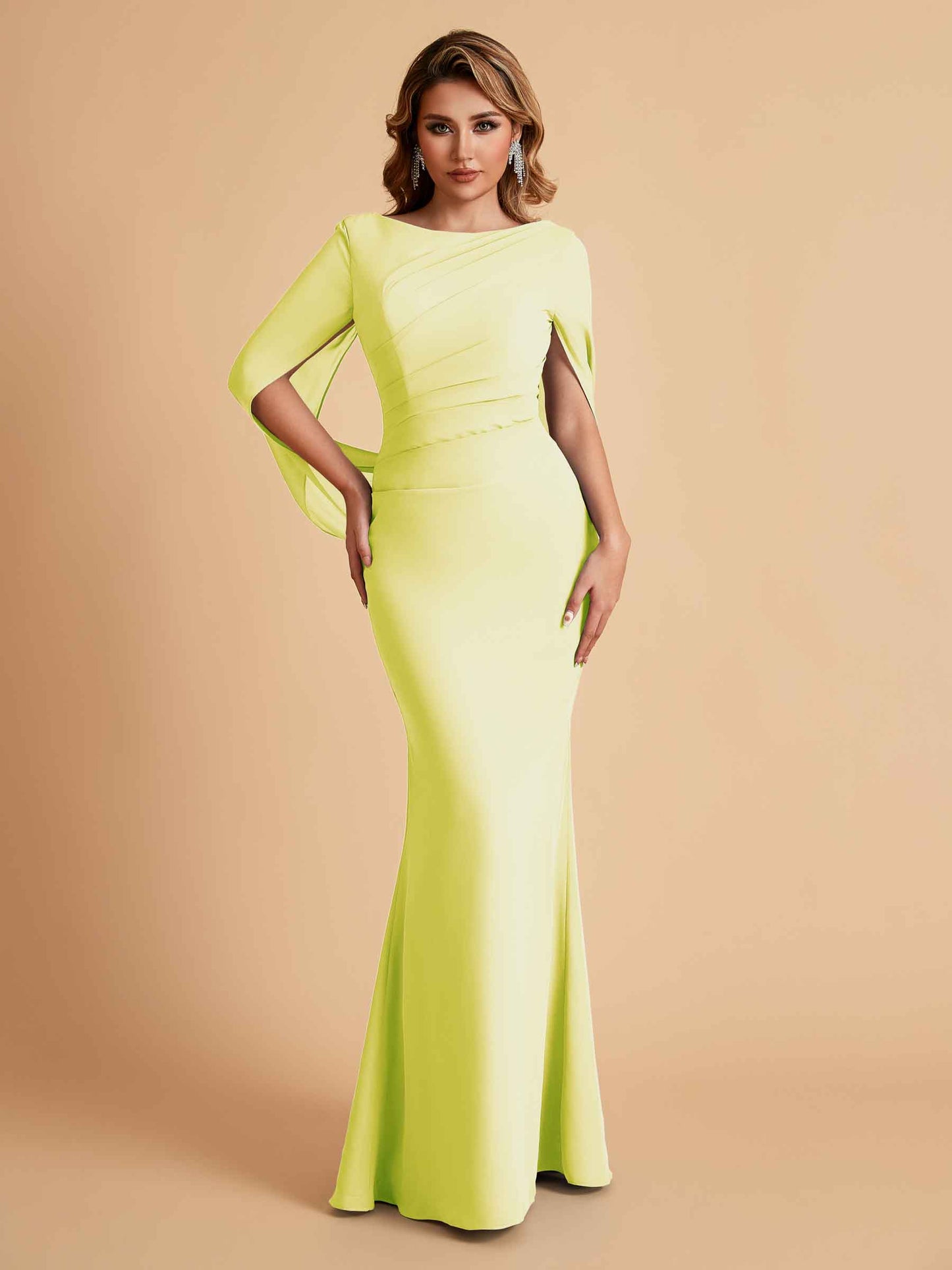 Elegant Mermaid Chiffon Half Sleeves Jewel Mother of the Brides Dresses Online