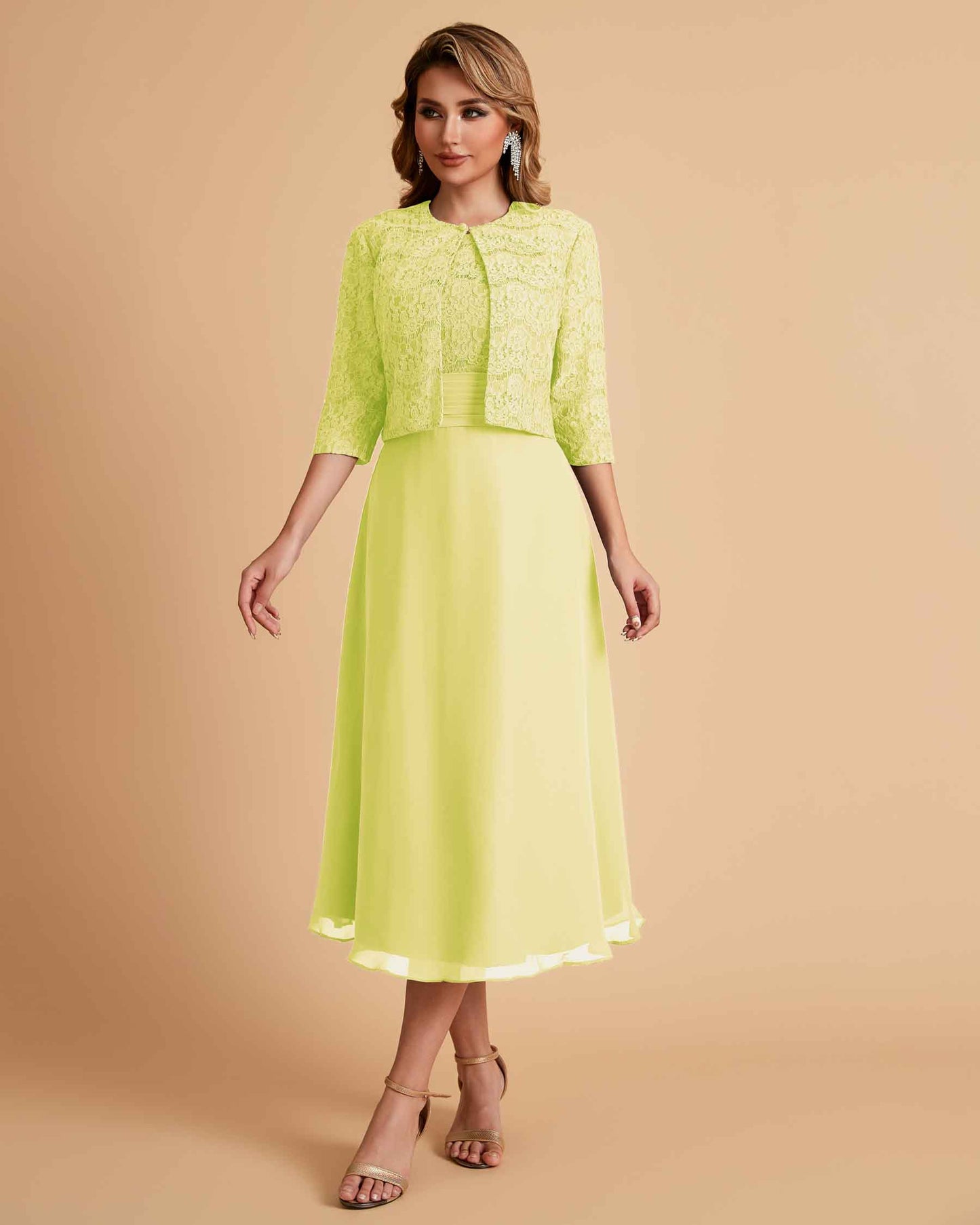Elegant A-line Bateau Sleeveless Tea Length Mother of the Brides Dresses Online