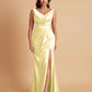Elegant V Neck Soft Satin Side Slit Floor-Length Mermaid Bridesmaid Dresses