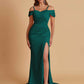 Sexy Soft Satin Mermaid Cold Shoulder Side Slit Floor-Length Bridesmaid Dresses Online