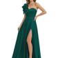 Elegant Mother of the Groom Dress A-Line Satin Formal Gown with High Slit Ruched Bodice