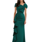 Elegant Mother of Bride Dress Formal Gowns Mermaid Ruffle Floor Length Asymmetric Neckline