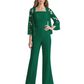 Mother of the Bride Jumpsuit with Lace Jacket 3/4 Sleeve Formal Pant Suit
