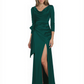 Elegant Evening Gowns Slit Trending Styles Satin Slit Formal Dress Cowl Neckline Gown Tie