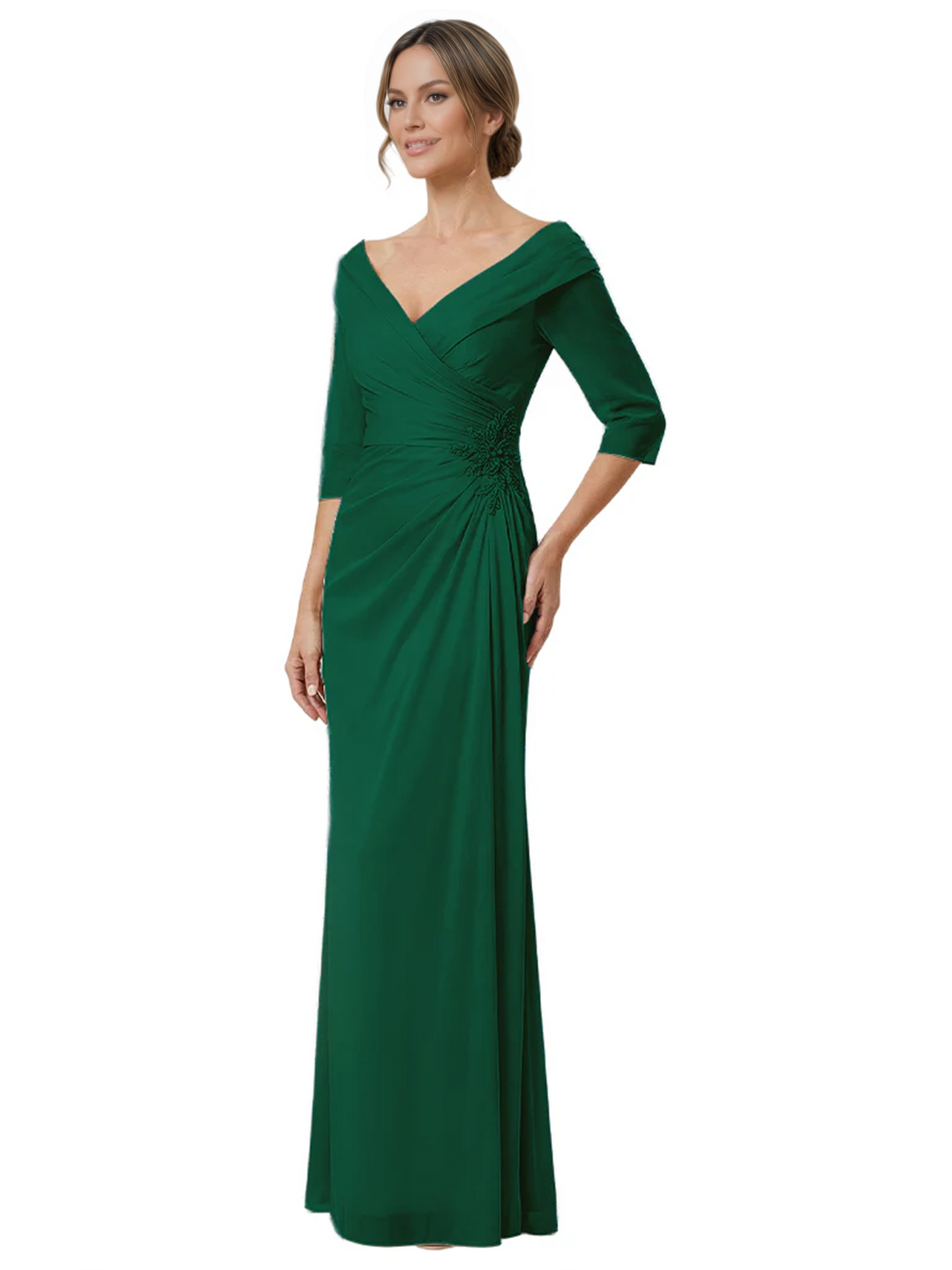 Elegant 3/4 Sleeve Mother of the Brides Dresses Mom Outfits Wedding Satin