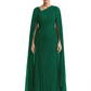 Elegant Asymmetric Neck Long A-Line Chiffon Mother of the Brides Dresses Mom Outfit with Cape