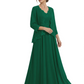 Plus Size A-line Chiffon 3/4 Sleeves Mother of the Brides Dresses Long Jacket Dress