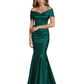 Luxury Emerald Formal Dress Off-the-Shoulder Satin Gown Trumpet Silhouette