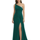 One Shoulder Mother of Bride Dress Ruffle Formal Gowns Mermaid Floor Length Train Slit