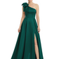 Luxury Bow Black Formal Dress One-Shoulder A-Line Gowns with Sexy Side Slit 2026