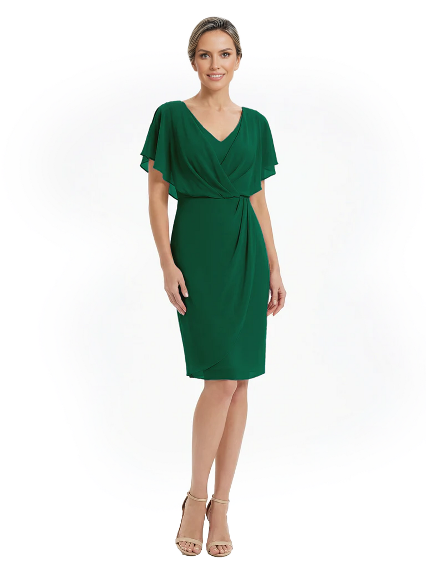 Chic Knee-Length Mother of Bride Formal Dress Slimming Chiffon Styles for Wedding Guest