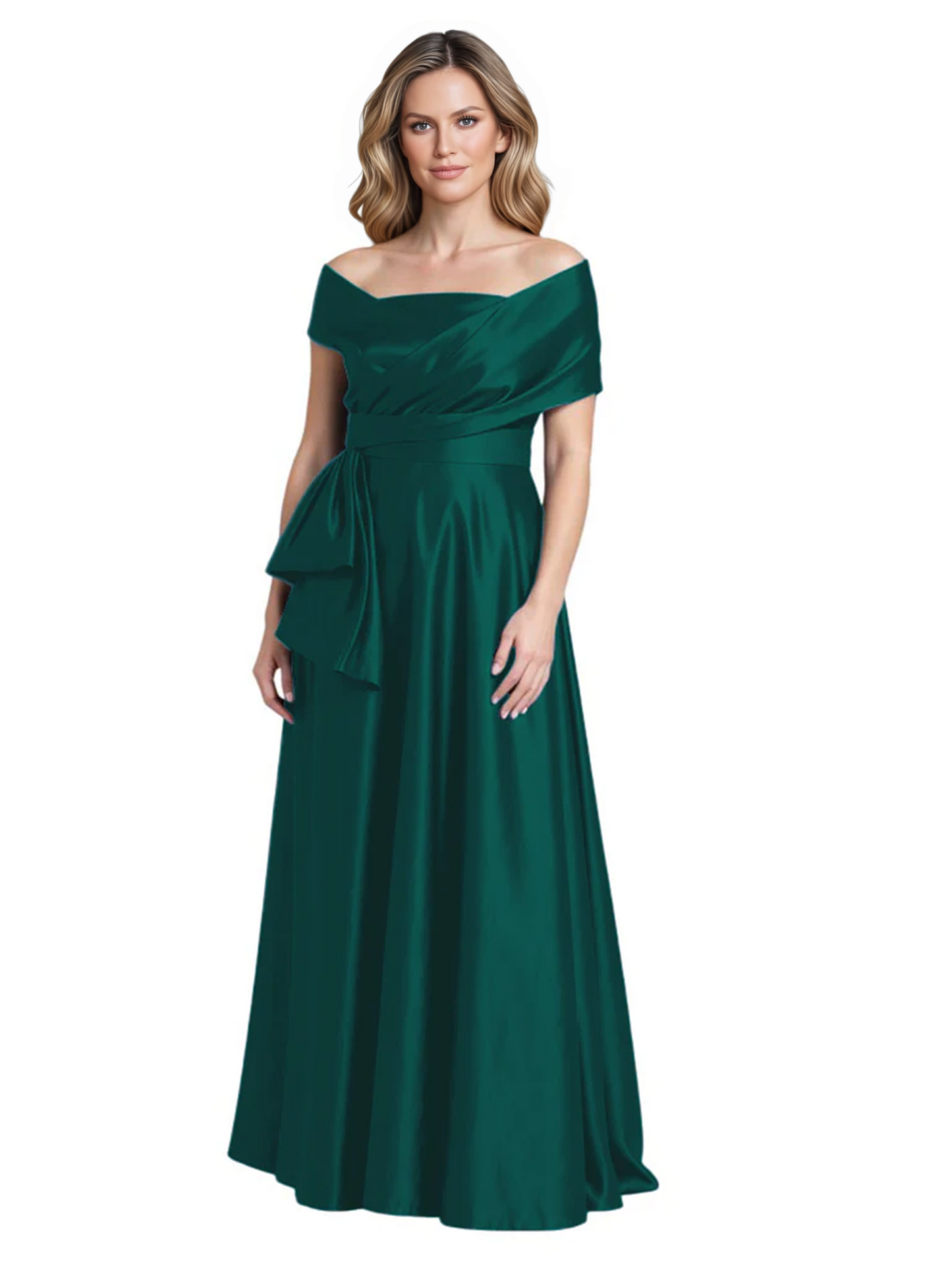 Formal Floor-Length Mother of the Bride Gown Sleeveless Satin Maxi Dress with Drape