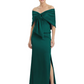 Formal Floor-Length Mother of the Bride Gown Satin Maxi Dress with Bow Neckline