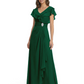 Elegant Mother of the Groom Dress Cascading Ruffle Chiffon Formal Gown Rhinestone