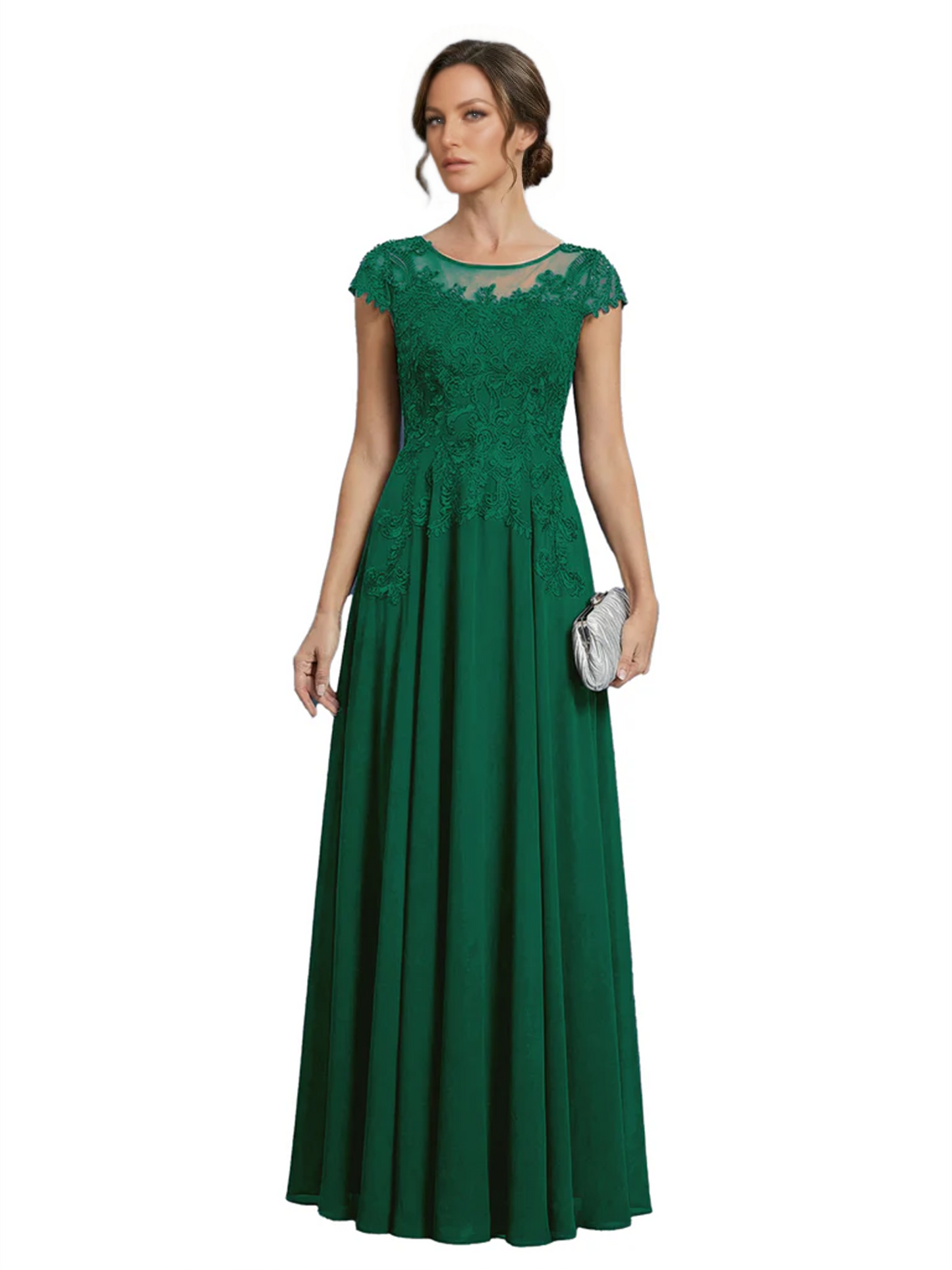 Chic Long A-Line Chiffon Mother of the Brides Dresses Sequin Mom Outfits For Wedding