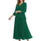 3/4 Sleeve Chiffon Mother of the Brides Dresses V-Neck Wedding Party Gowns