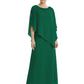 Elegant Mother of Bride Dresses Evening Gowns Trending 2026 Styles with Asymmetric Cape