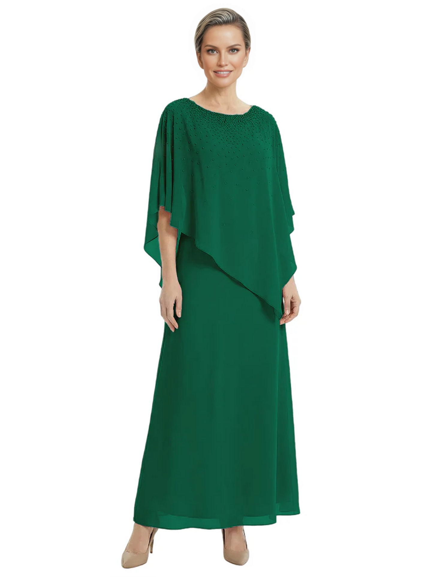 Elegant Mother of Bride Dresses Evening Gowns Trending 2026 Styles with Asymmetric Cape