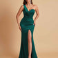Gorgeous One Shoulder Soft Satin Side Slit Floor-Length Mermaid Bridesmaid Dresses