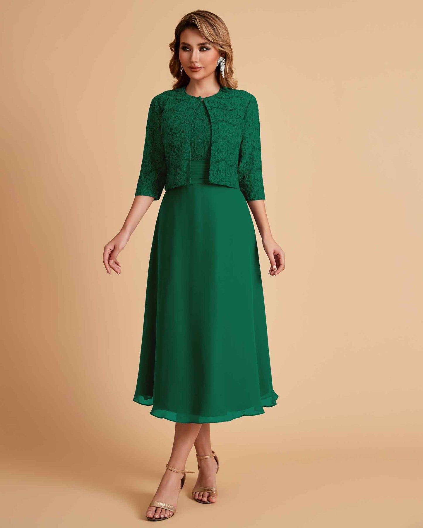 Elegant A-line Bateau Sleeveless Tea Length Mother of the Brides Dresses Online