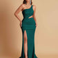 Gorgeous One Shoulder Soft Satin Side Slit Floor-Length Mermaid Bridesmaid Dresses