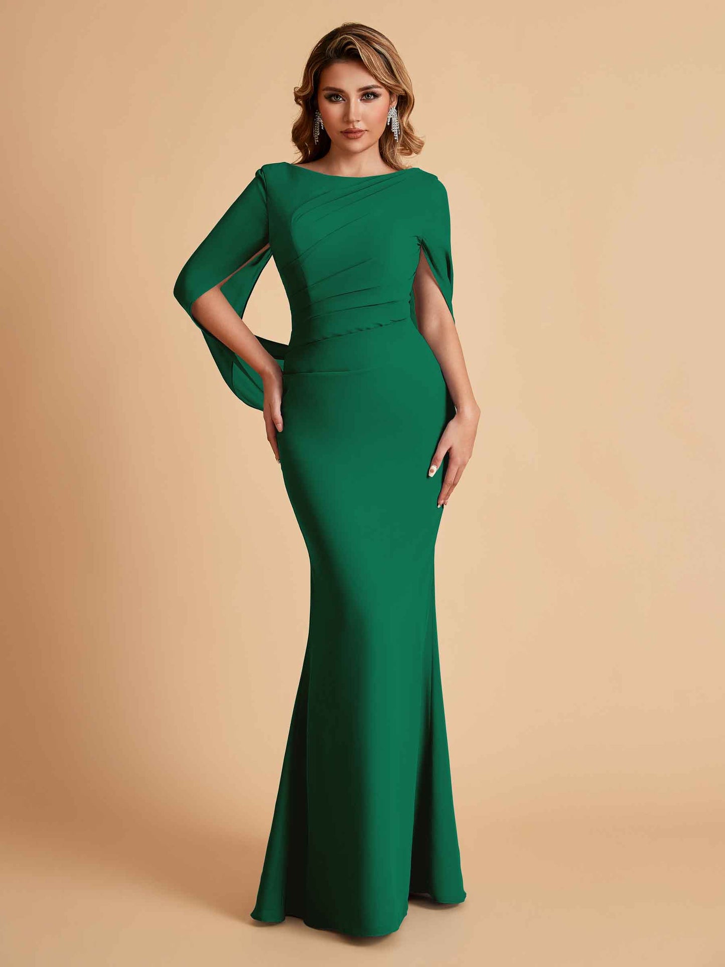 Elegant Mermaid Chiffon Half Sleeves Jewel Mother of the Brides Dresses Online