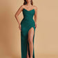 Sexy Soft Satin Mermaid V-neck Side Slit Floor-Length Bridesmaid Dresses Online