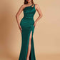 Sexy Soft Satin Mermaid One Shoulder Floor-Length Mermaid Bridesmaid Dresses