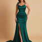 Elegant Soft Satin Mermaid Bowknot Floor-Length Mermaid Bridesmaid Dresses