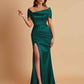 Elegant Soft Satin Off-the-shoulder Side-Slit Mermaid Bridesmaid Dresses