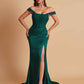 Sexy Soft Satin V-neck Off-the-shoulder Strapless Side-Slit Mermaid Bridesmaid Dresses