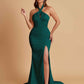Elegant Soft Satin Mermaid Halter Side Slit Floor-Length Bridesmaid Dresses Online