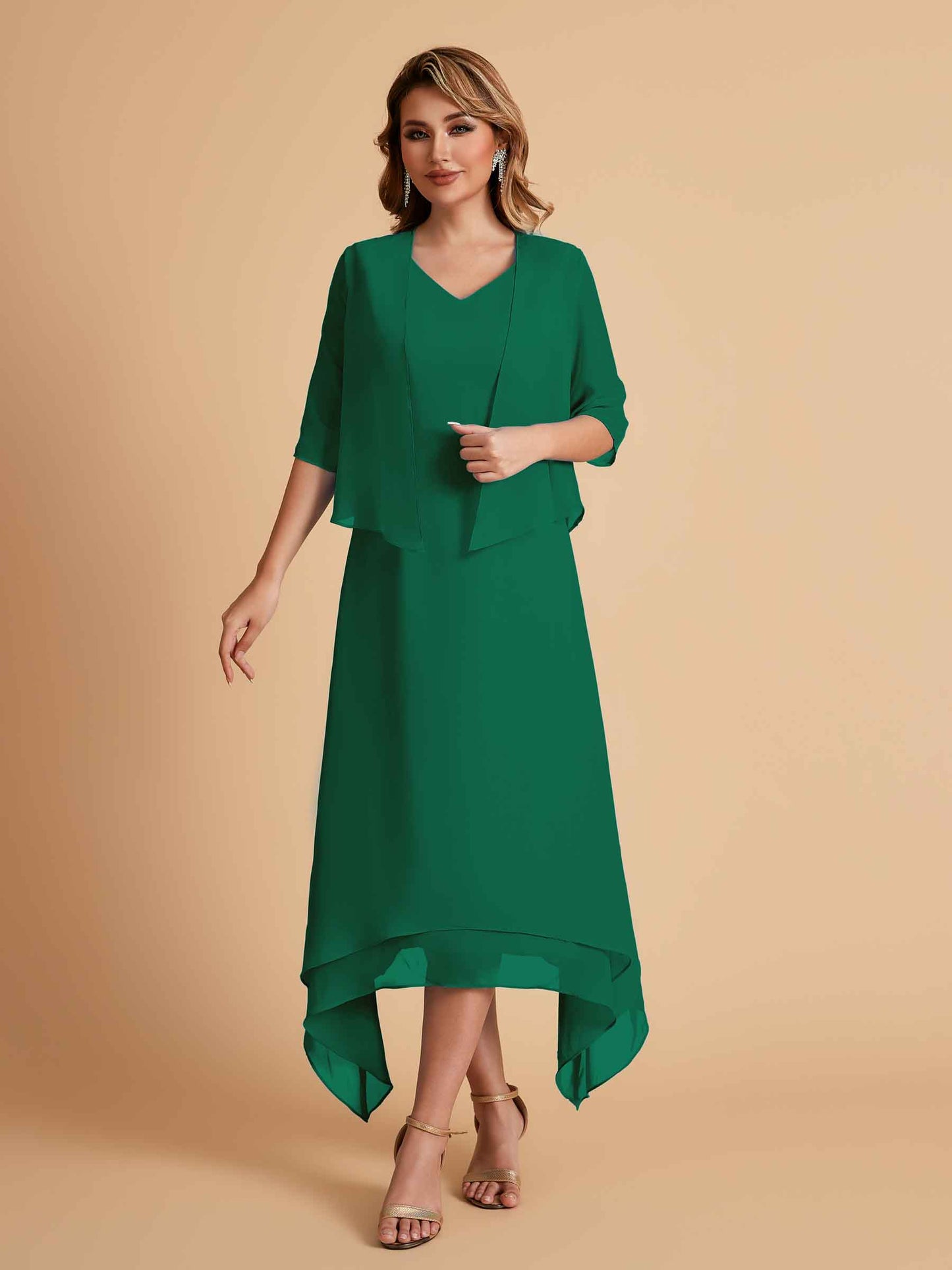 Elegant A-line Chiffon Short Sleeves Mother of the Brides Dresses Online