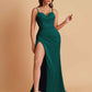 Simple Soft Satin Mermaid V-neck Floor-Length Mermaid Bridesmaid Dresses
