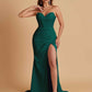 Elegant Soft Satin Mermaid V-neck Side Slit Floor-Length Bridesmaid Dresses Online